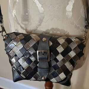 Nahui Ollin Black and Gray Crossbody Bag